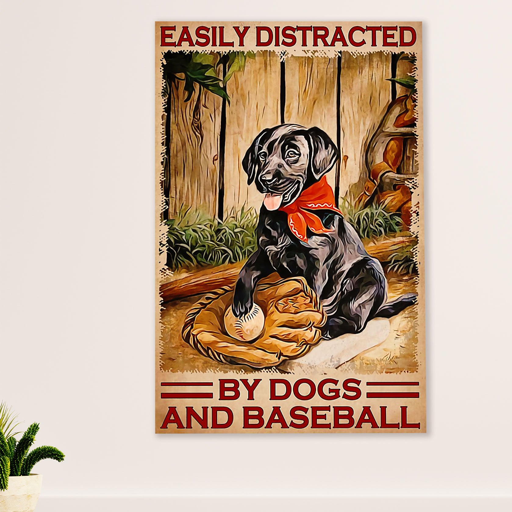Baseball Canvas Wall Art Prints | Distracted by Dogs & Baseball | Home Décor Gift for Baseball Player