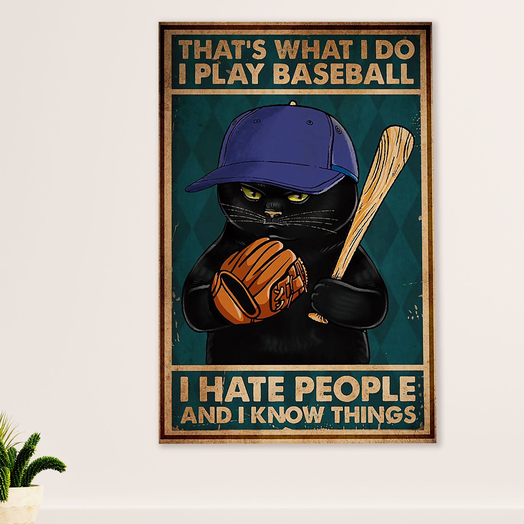 Baseball Canvas Wall Art Prints | Hate People Know Things | Home Décor Gift for Baseball Player