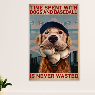 Baseball Canvas Wall Art Prints | Loves Dogs & Baseball | Home Décor Gift for Baseball Player