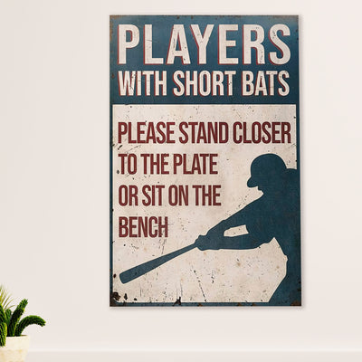 Baseball Canvas Wall Art Prints | Players With Short Bats | Home Décor Gift for Baseball Player