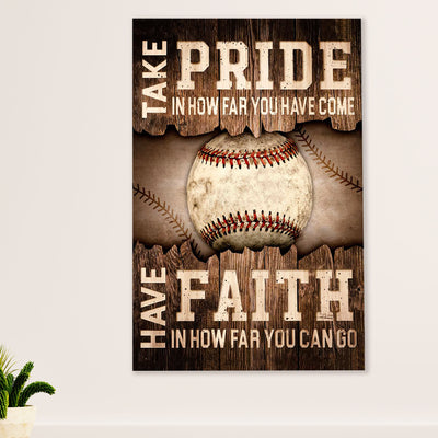 Baseball Poster Prints Wall Art | Take Pride In | Home Décor Gift for Baseball Player