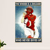 Baseball Canvas Wall Art Prints | Winner Never Gives Up | Home Décor Gift for Baseball Player