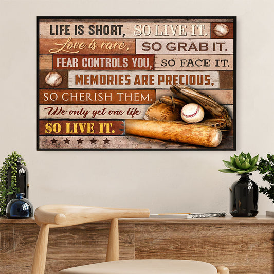 Baseball Canvas Wall Art Prints | Life Is Short | Home Décor Gift for Baseball Players