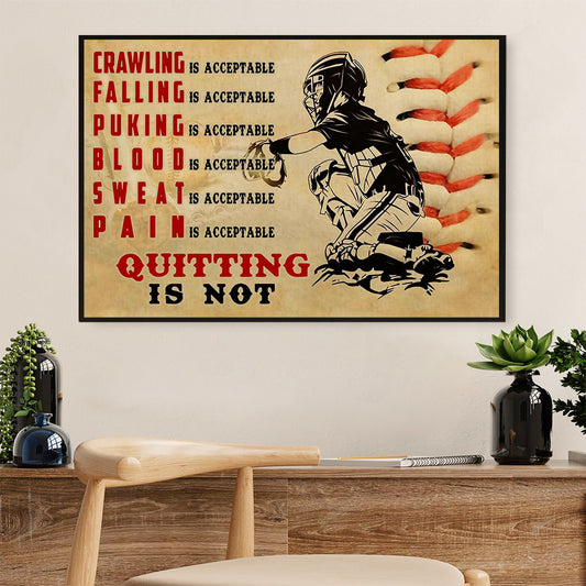 Baseball Canvas Wall Art Prints | Quitting Is Not Acceptable | Home Décor Gift for Baseball Players