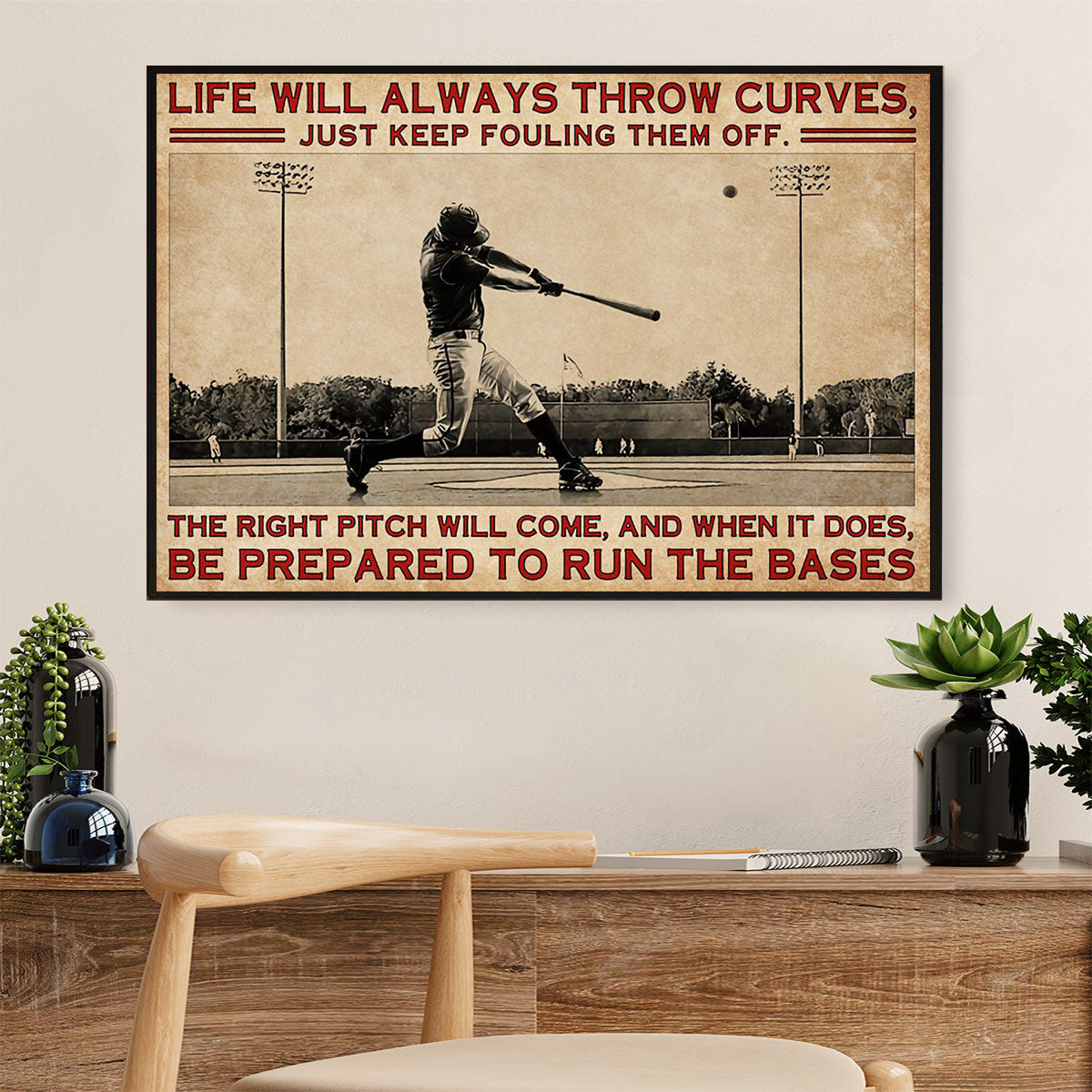 Baseball Canvas Wall Art Prints | Keep Pouling Them Off | Home Décor Gift for Baseball Players
