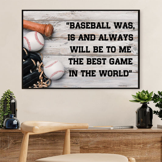 Baseball Poster Wall Art Prints | Best Game In The World | Gift for Baseball Players