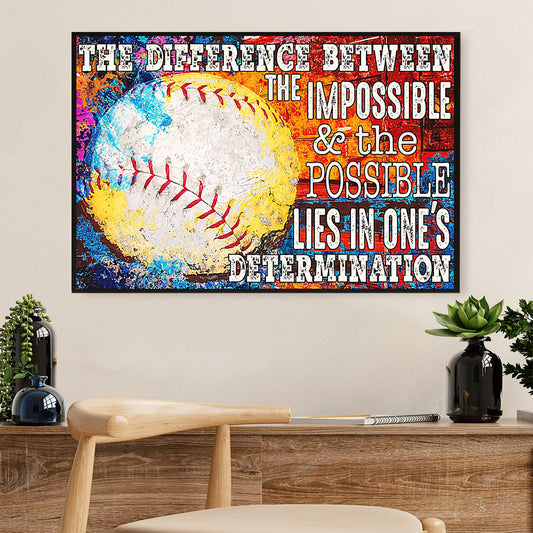 Baseball Poster Wall Art Prints | Impossible & Possible | Gift for Baseball Players