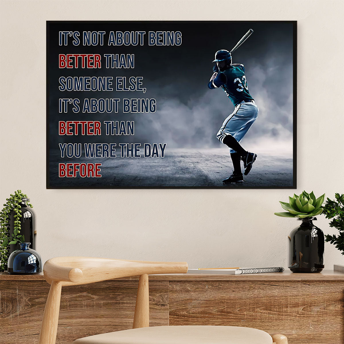 Baseball Canvas Wall Art Prints | Better Than You Were The Day Before | Home Décor Gift for Baseball Players