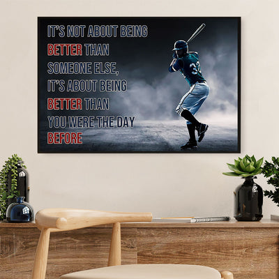Baseball Canvas Wall Art Prints | Better Than You Were The Day Before | Home Décor Gift for Baseball Players