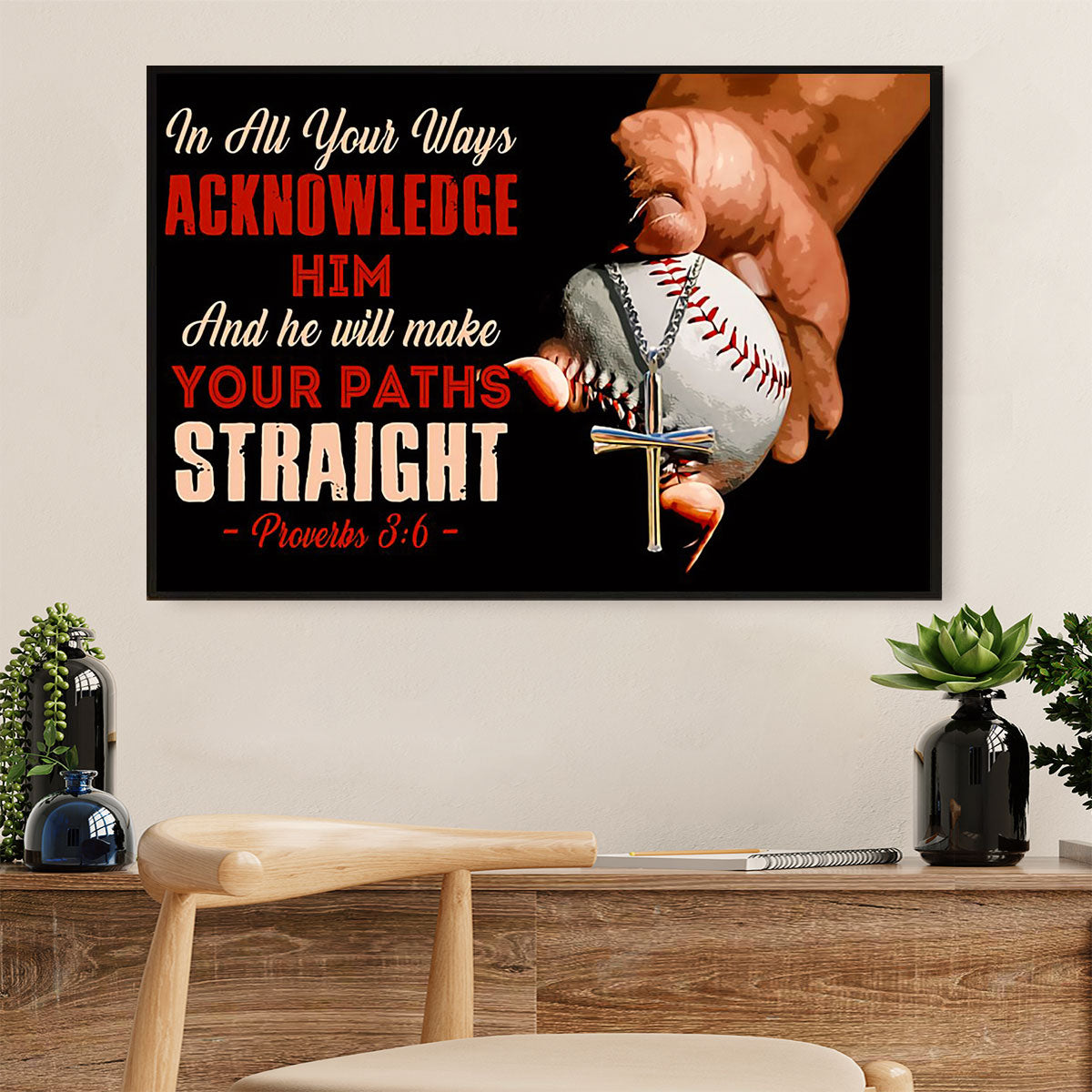 Baseball Canvas Wall Art Prints | Acknowledge Him | Home Décor Gift for Baseball Players