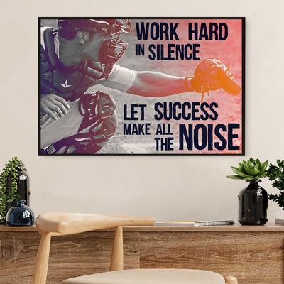 Baseball Canvas Wall Art Prints | Work Hard In Silence | Home Décor Gift for Baseball Players