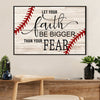 Baseball Canvas Wall Art Prints | Faith Bigger Than Fear | Home Décor Gift for Baseball Players