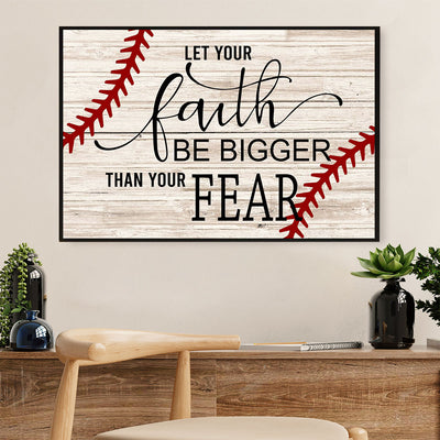 Baseball Canvas Wall Art Prints | Faith Bigger Than Fear | Home Décor Gift for Baseball Players