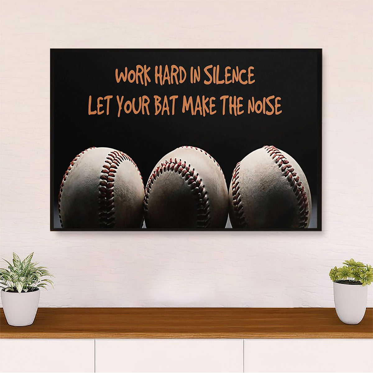 Baseball Canvas Wall Art Prints | Work Hard In Silence | Home Décor Gift for Baseball Players