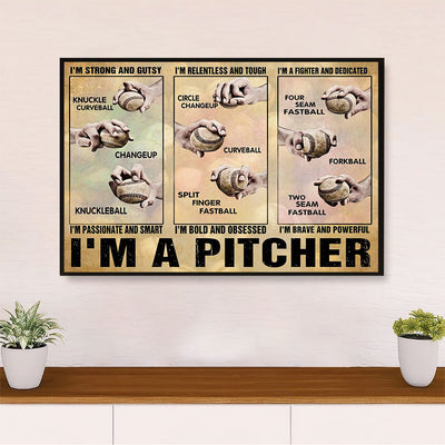 Baseball Canvas Wall Art Prints | I'm A Pitcher | Home Décor Gift for Baseball Players