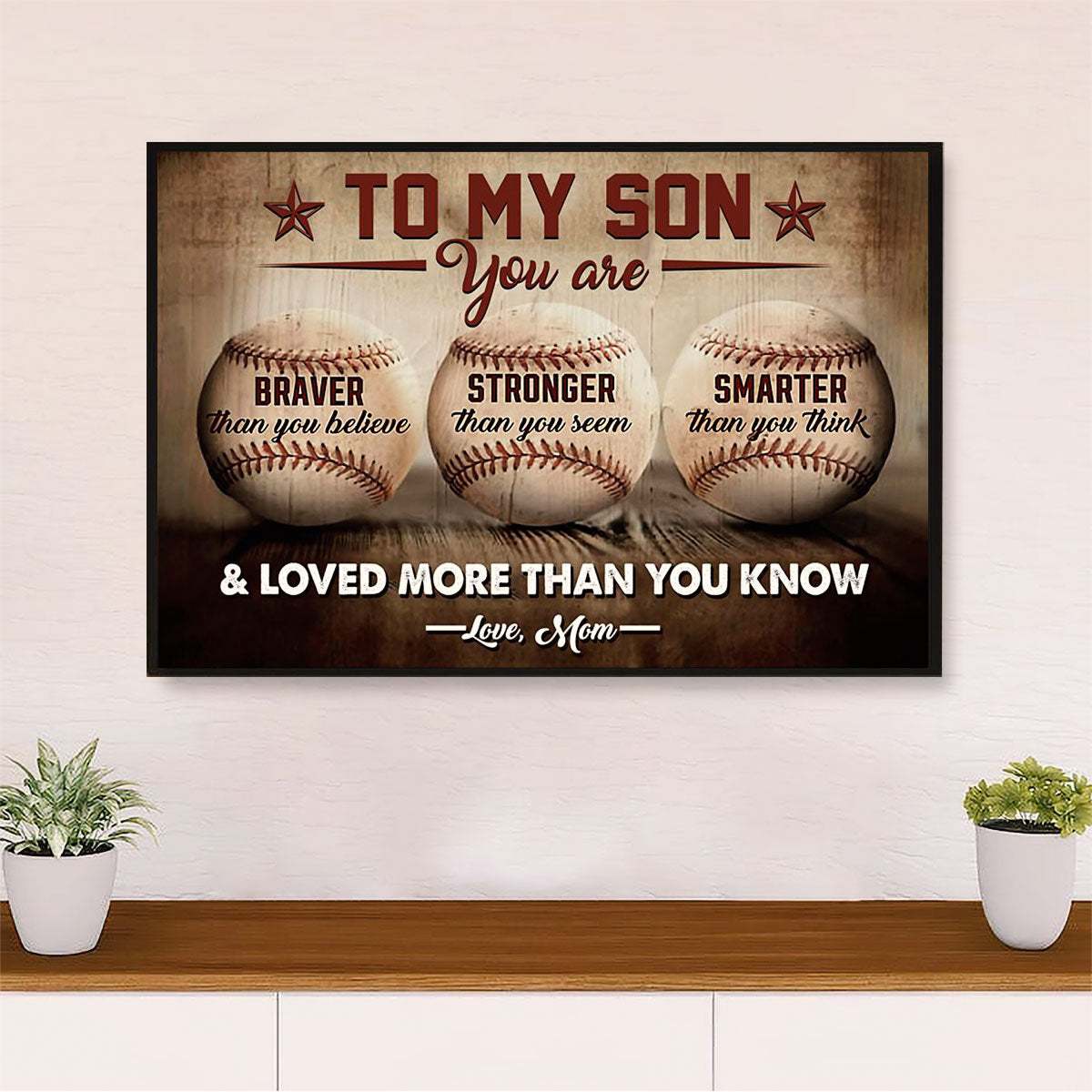 Baseball Canvas Wall Art Prints | From Mom to Son | Home Décor Gift for Baseball Players