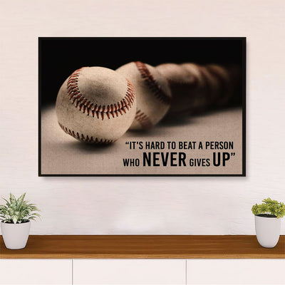 Baseball Canvas Wall Art Prints | Beat A Person Who Never Gives Up | Home Décor Gift for Baseball Players