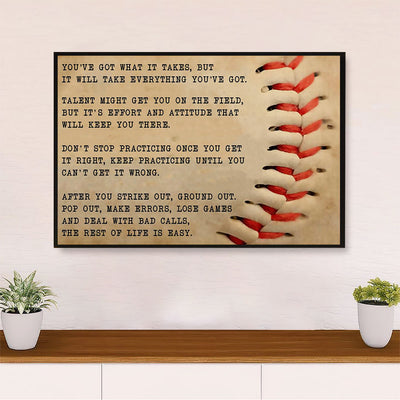 Baseball Canvas Wall Art Prints | Don't Stop Practicing | Home Décor Gift for Baseball Players