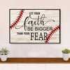 Baseball Canvas Wall Art Prints | Faith Bigger Than Fear | Home Décor Gift for Baseball Players