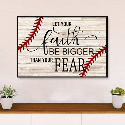 Baseball Canvas Wall Art Prints | Faith Bigger Than Fear | Home Décor Gift for Baseball Players