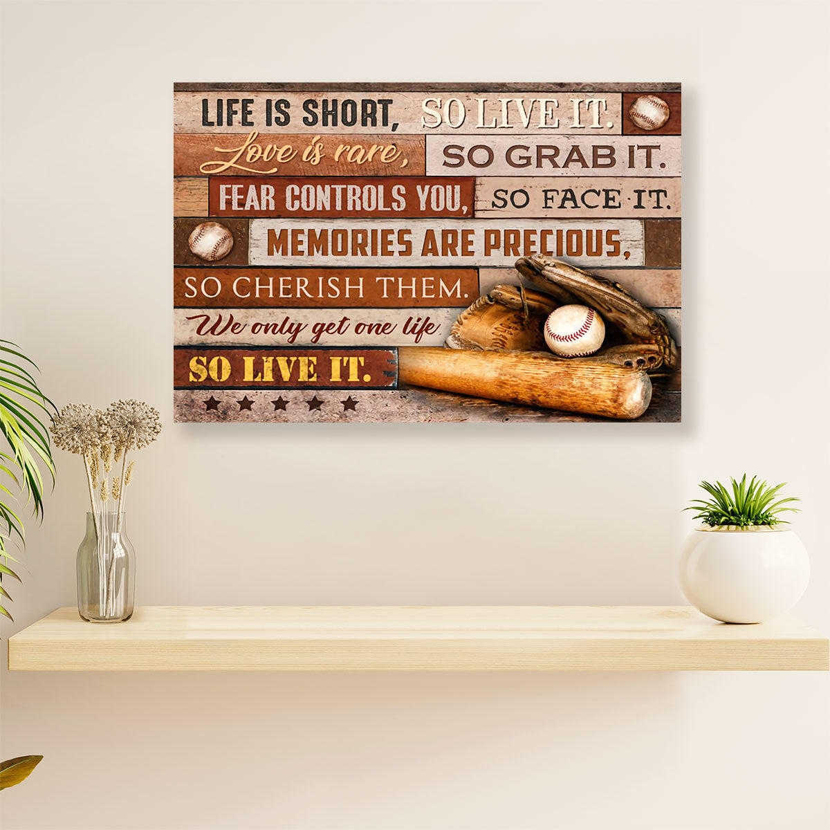 Baseball Canvas Wall Art Prints | Life Is Short | Home Décor Gift for Baseball Players