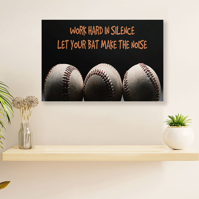 Baseball Canvas Wall Art Prints | Work Hard In Silence | Home Décor Gift for Baseball Players