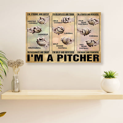 Baseball Canvas Wall Art Prints | I'm A Pitcher | Home Décor Gift for Baseball Players