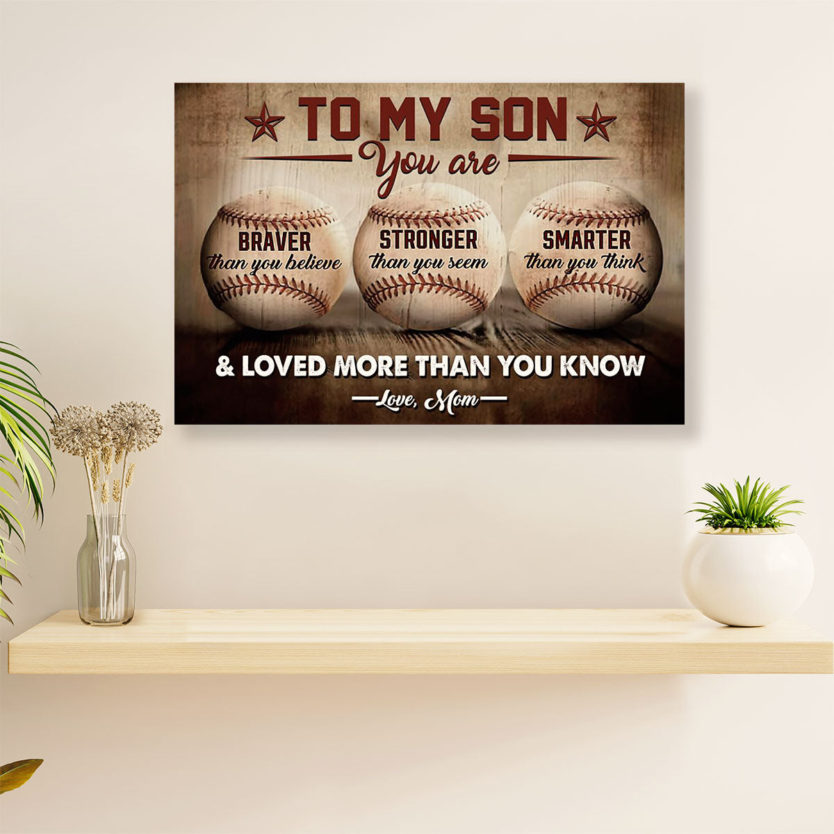 Baseball Canvas Wall Art Prints | From Mom to Son | Home Décor Gift for Baseball Players