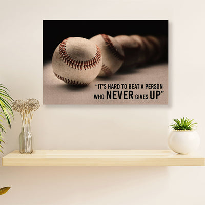 Baseball Canvas Wall Art Prints | Beat A Person Who Never Gives Up | Home Décor Gift for Baseball Players