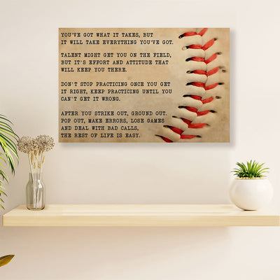 Baseball Canvas Wall Art Prints | Don't Stop Practicing | Home Décor Gift for Baseball Players