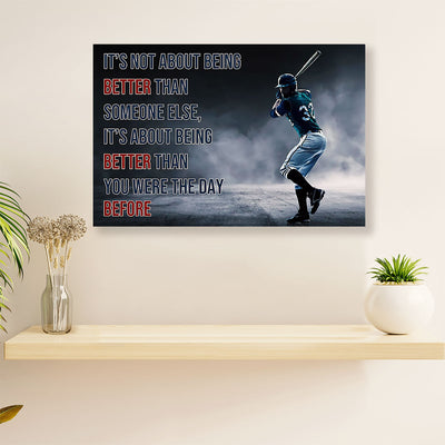 Baseball Canvas Wall Art Prints | Better Than You Were The Day Before | Home Décor Gift for Baseball Players
