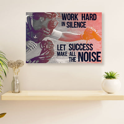 Baseball Canvas Wall Art Prints | Work Hard In Silence | Home Décor Gift for Baseball Players