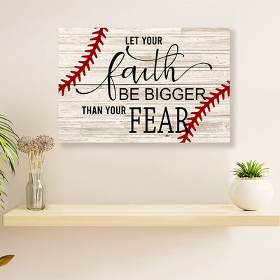 Baseball Canvas Wall Art Prints | Faith Bigger Than Fear | Home Décor Gift for Baseball Players
