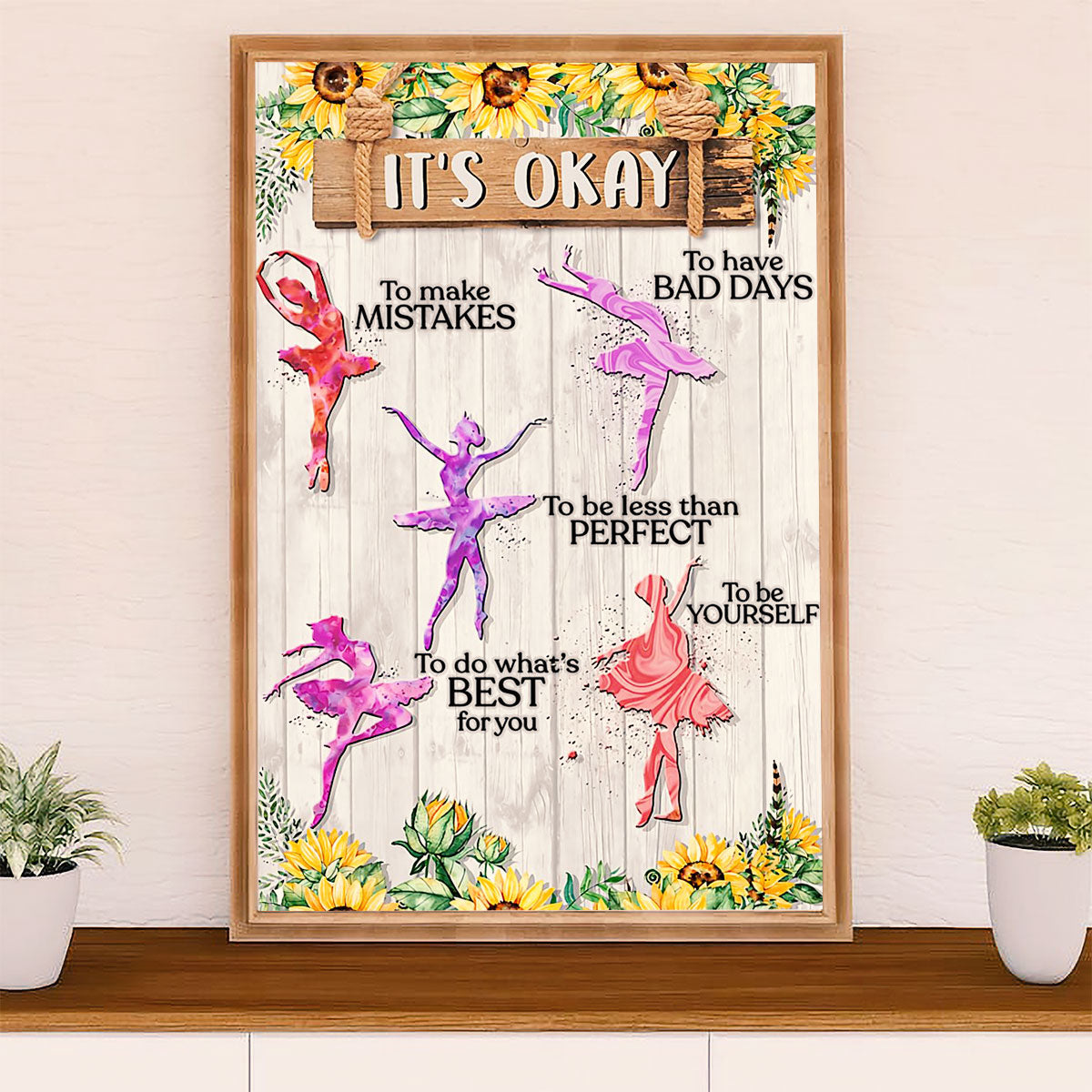 Dancing Ballet Canvas Wall Art Prints | It's Okay | Home Décor Gift for Ballet Dancer Ballerinas