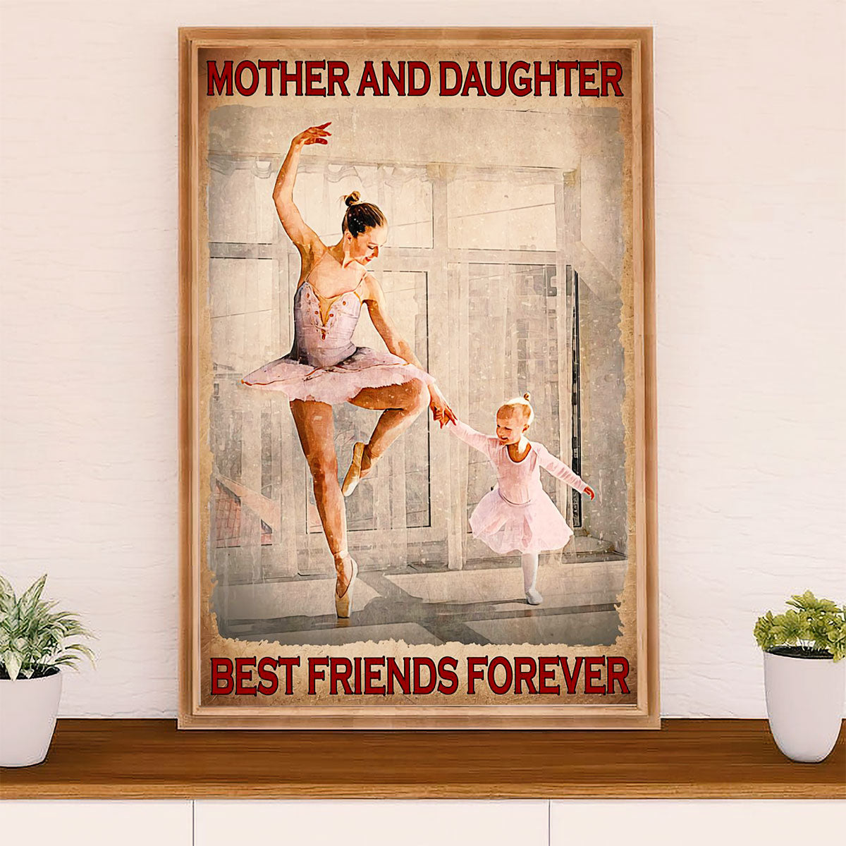 Dancing Ballet Canvas Wall Art Prints | Mother & Daughter | Home Décor Gift for Ballet Dancer Ballerinas
