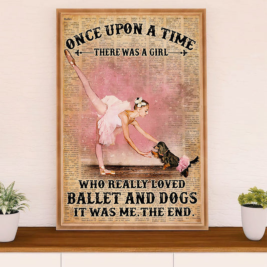 Dancing Ballet Canvas Wall Art Prints | Girl Loves Dogs & Ballet | Home Décor Gift for Ballet Dancer Ballerinas