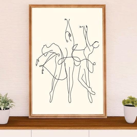 Dancing Ballet Canvas Wall Art Prints | Ballet Girls One Line Drawing | Home Décor Gift for Ballet Dancer Ballerinas