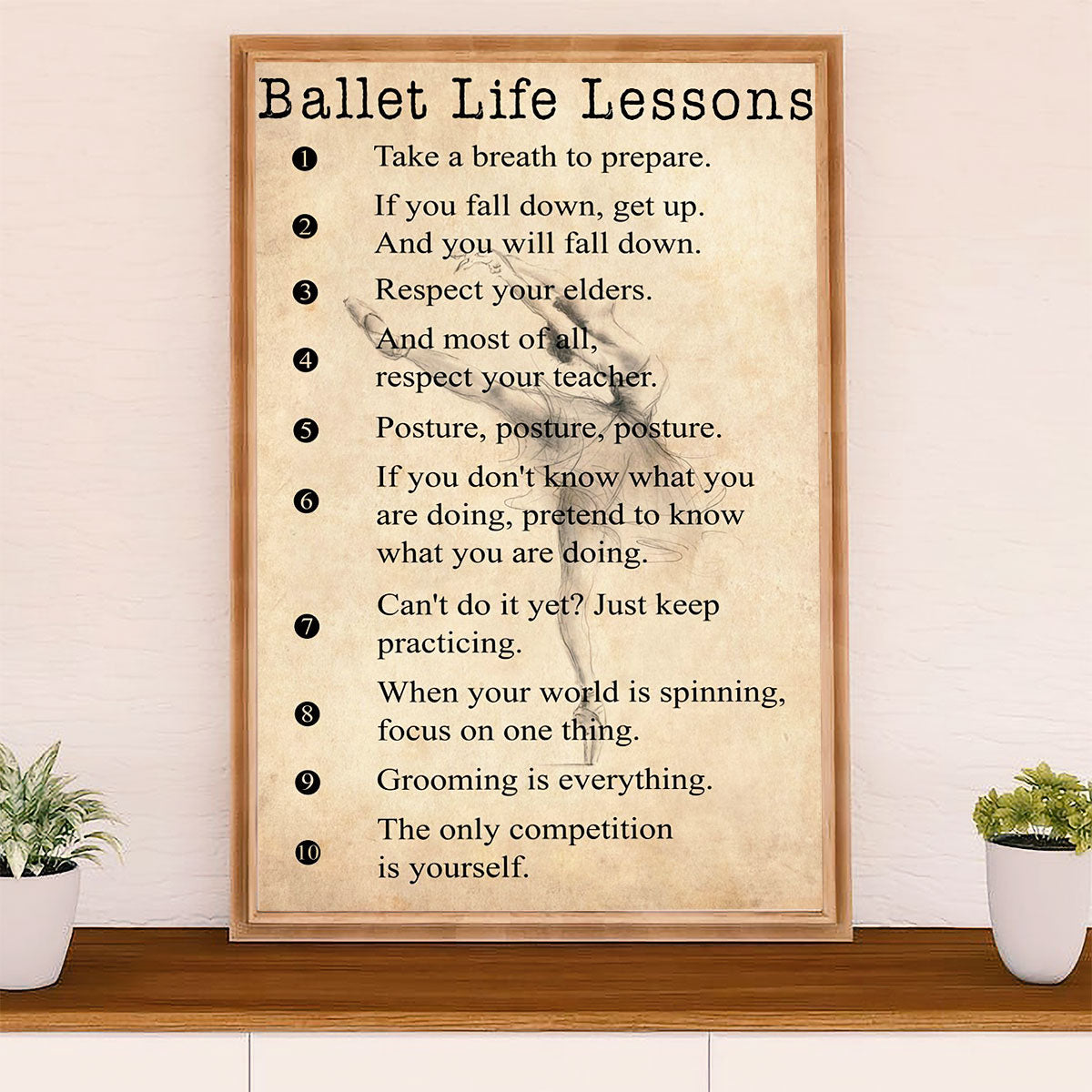 Dancing Ballet Canvas Wall Art Prints | Ballet Life Lessons | Home Décor Gift for Ballet Dancer Ballerinas