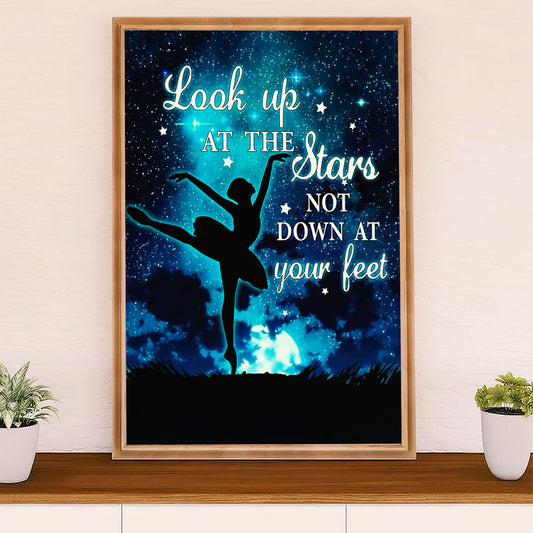 Dancing Ballet Canvas Wall Art Prints | Look Up At The Stars | Home Décor Gift for Ballet Dancer Ballerinas