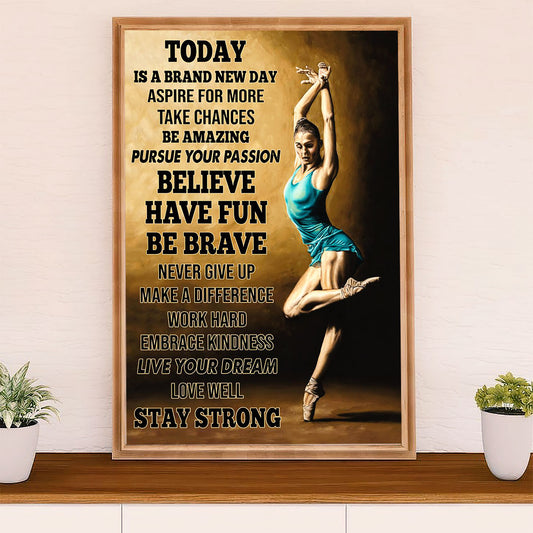 Dancing Ballet Poster Prints | Stay Strong | Wall Art Gift for Ballet Dancer Ballerinas