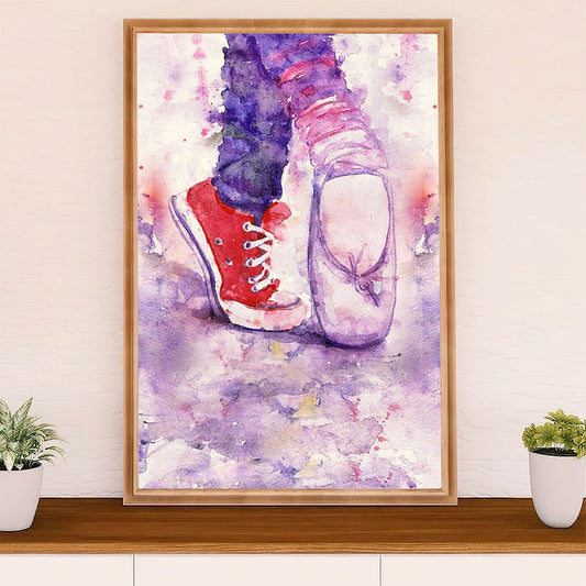 Dancing Ballet Canvas Wall Art Prints | Ballet Shoes & Converse | Home Décor Gift for Ballet Dancer Ballerinas