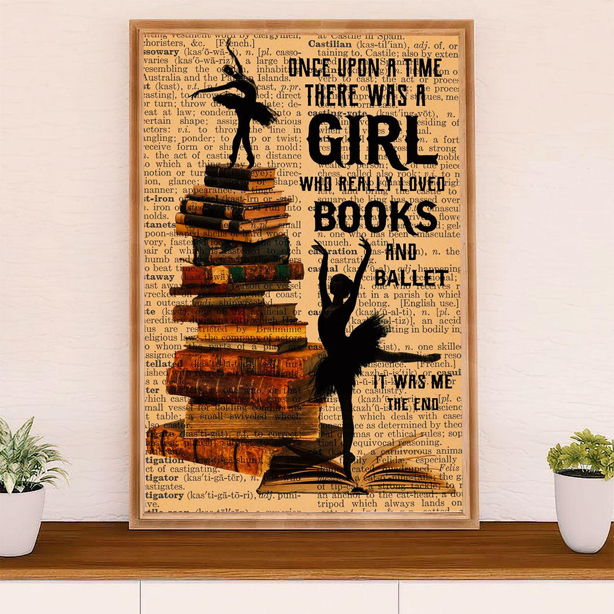 Dancing Ballet Poster Prints | Girl Loved Books & Ballet | Wall Art Gift for Ballet Dancer Ballerinas