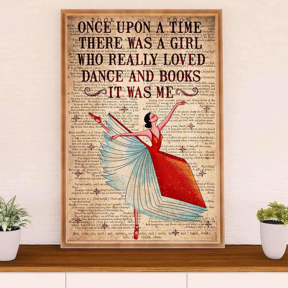 Dancing Ballet Poster Prints | Girl Loved Dance & Books | Wall Art Gift for Ballet Dancer Ballerinas