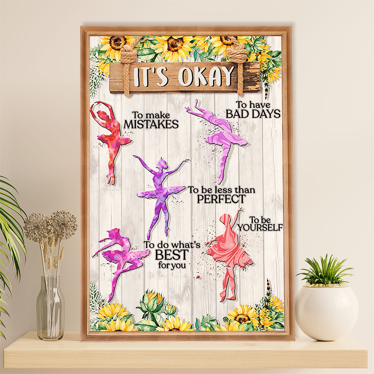 Dancing Ballet Canvas Wall Art Prints | It's Okay | Home Décor Gift for Ballet Dancer Ballerinas