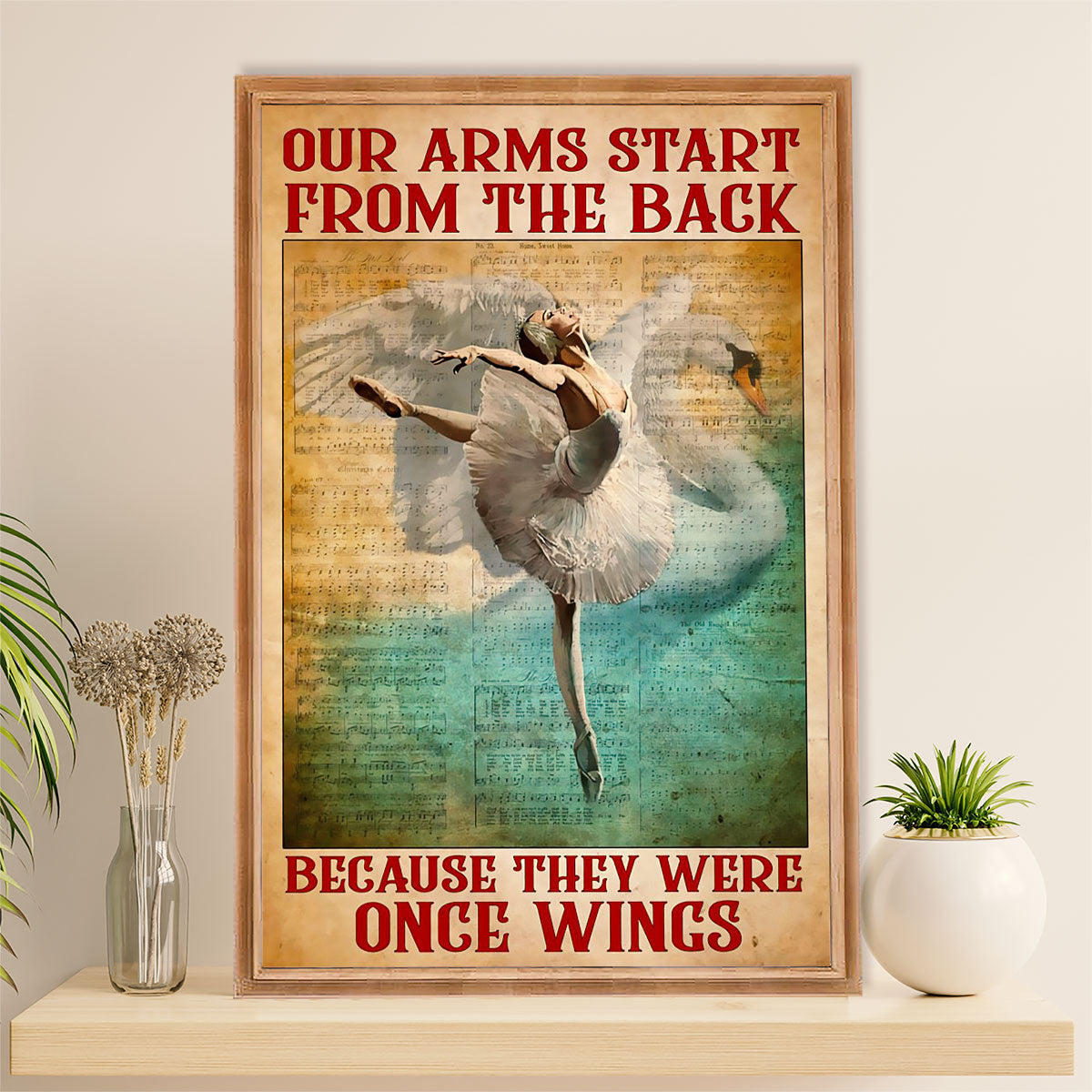 Dancing Ballet Canvas Wall Art Prints | Our Arms Start | Home Décor Gift for Ballet Dancer Ballerinas