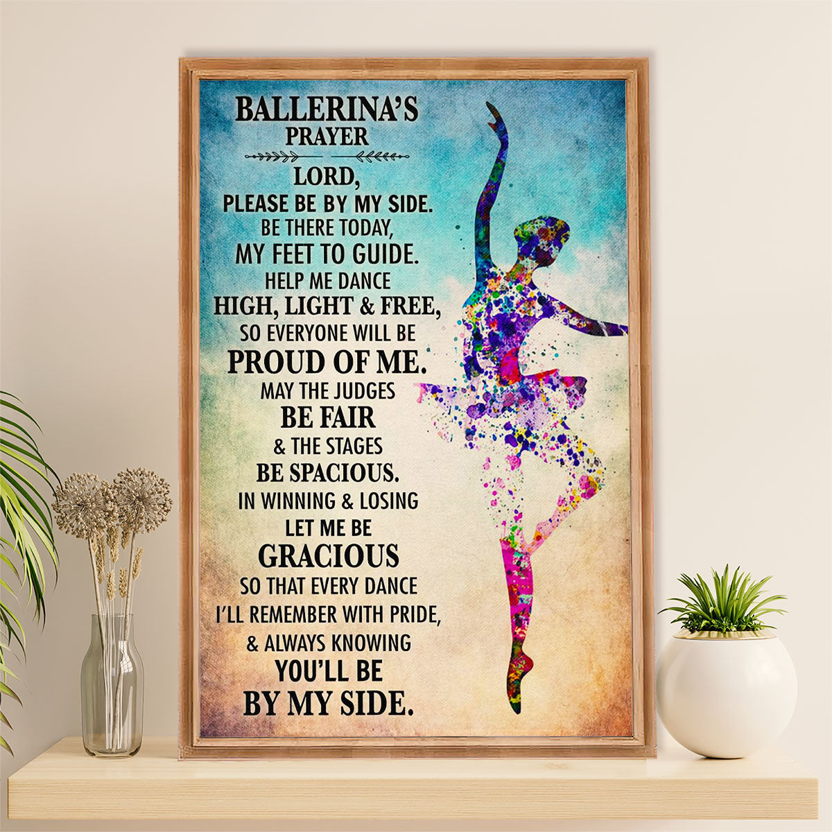 Dancing Ballet Poster Prints | Ballerina's Prayer | Wall Art Gift for Ballet Dancer Ballerinas