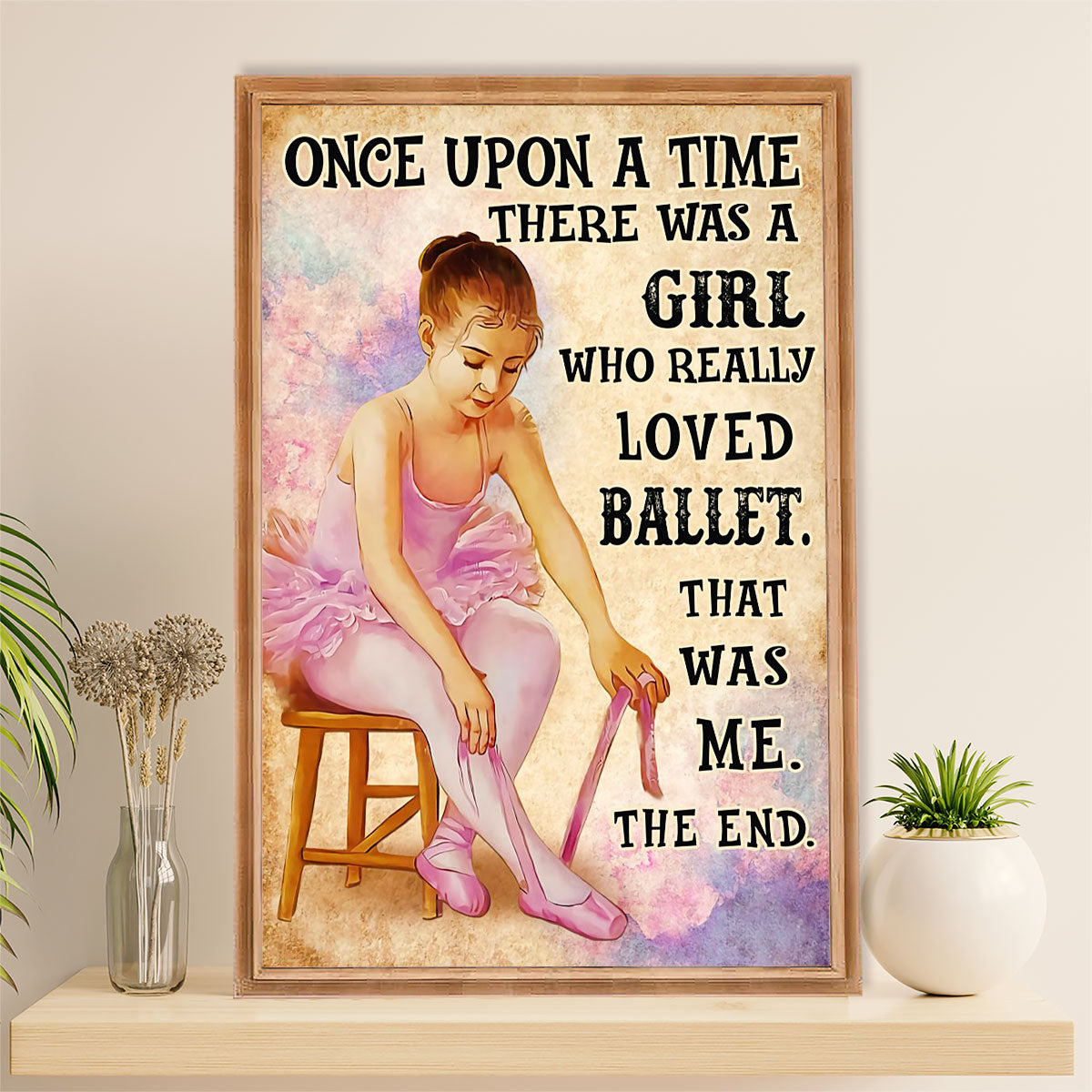 Dancing Ballet Canvas Wall Art Prints | Little Girl Loved Ballet | Home Décor Gift for Ballet Dancer Ballerinas