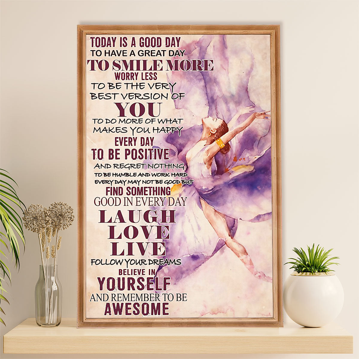 Dancing Ballet Canvas Wall Art Prints | Laugh Love Live | Home Décor Gift for Ballet Dancer Ballerinas
