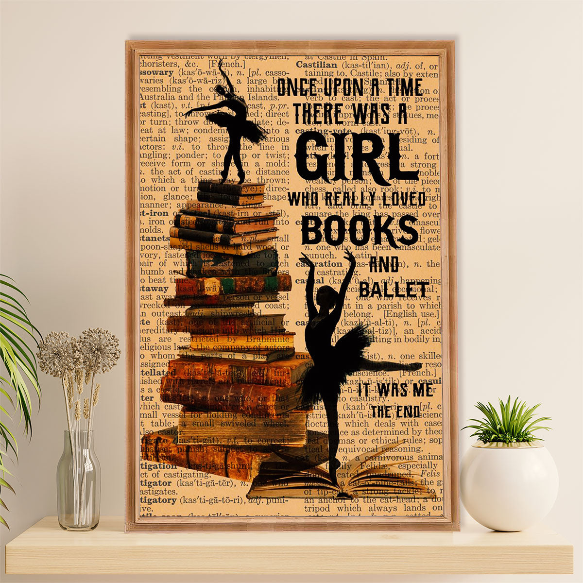Dancing Ballet Canvas Wall Art Prints | Girl Loved Books & Ballet | Home Décor Gift for Ballet Dancer Ballerinas