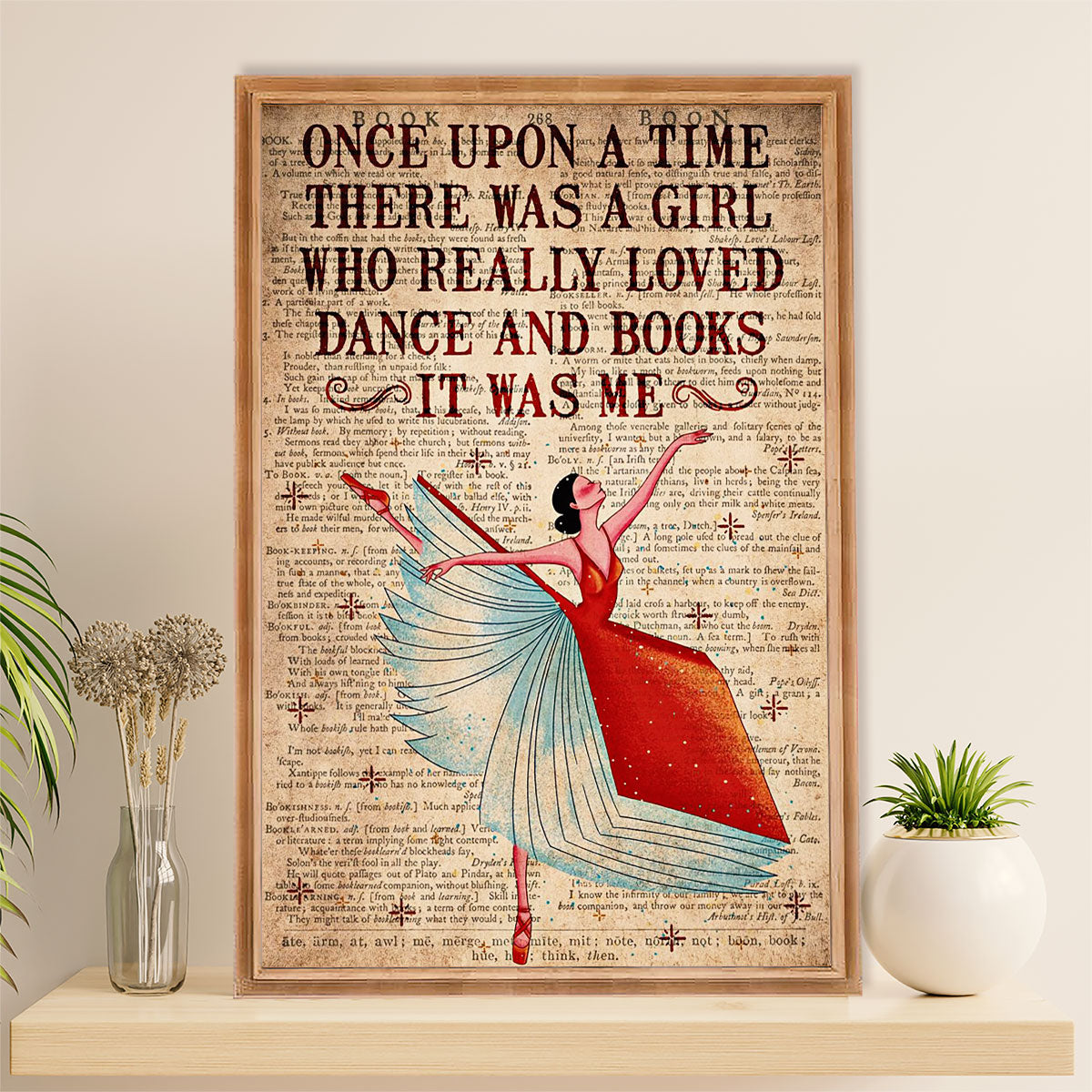 Dancing Ballet Poster Prints | Girl Loved Dance & Books | Wall Art Gift for Ballet Dancer Ballerinas